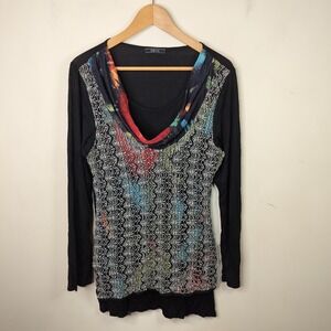 Cativa Tunic Top Crochet Knit Colorful Artsy